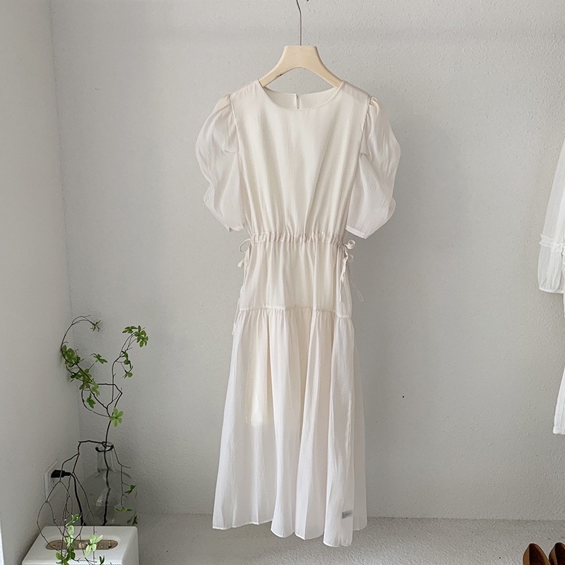 Váy tơ xước bèo nhún freesize có dây rút eo