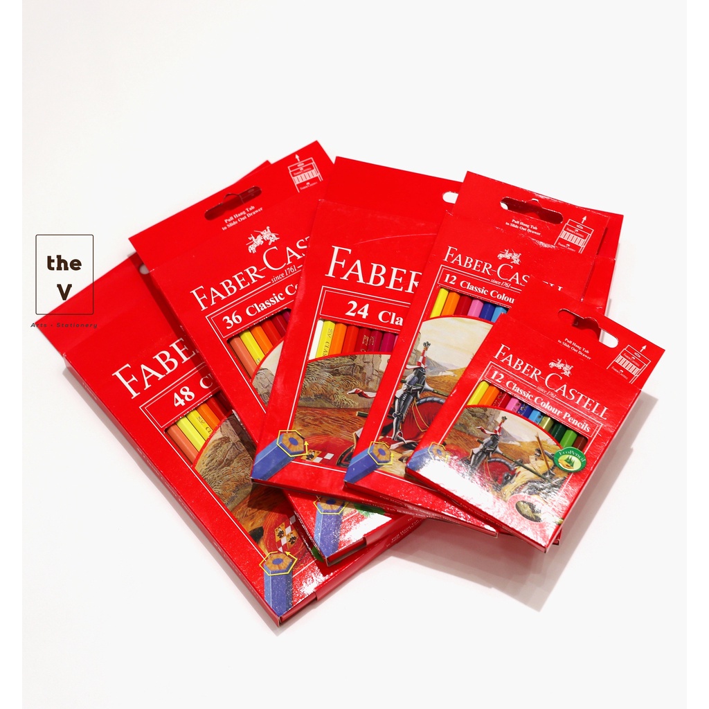 Màu chì khô Faber-Castell Classic Knight - 12/24/36/48 màu, hộp giấy