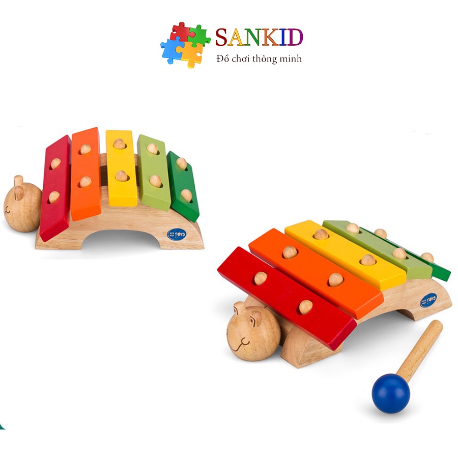 Đồ chơi đàn gỗ xylophone hình rùa cho bé, âm thanh nhẹ nhàng, không chói tai, Winwintoys