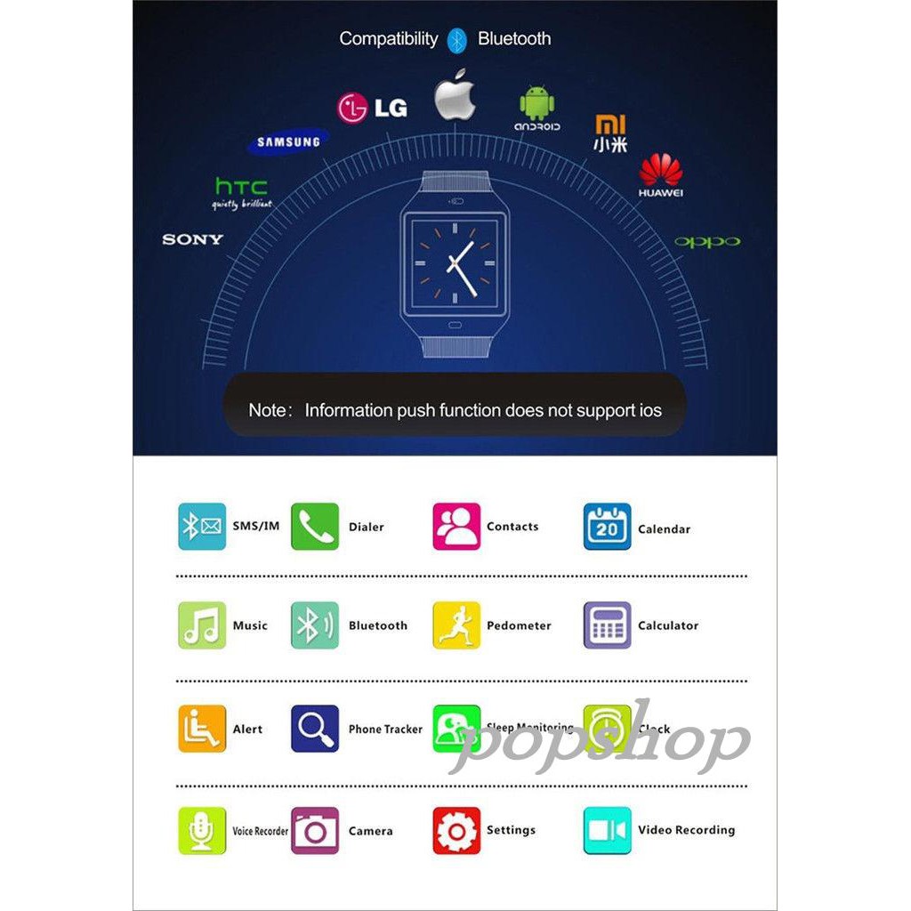 Đồng Hồ Thông Minh Mpp-w Kết Nối Bluetooth Có Gắn Sim Gsm Cho Điện Thoại Android Samsung Htc