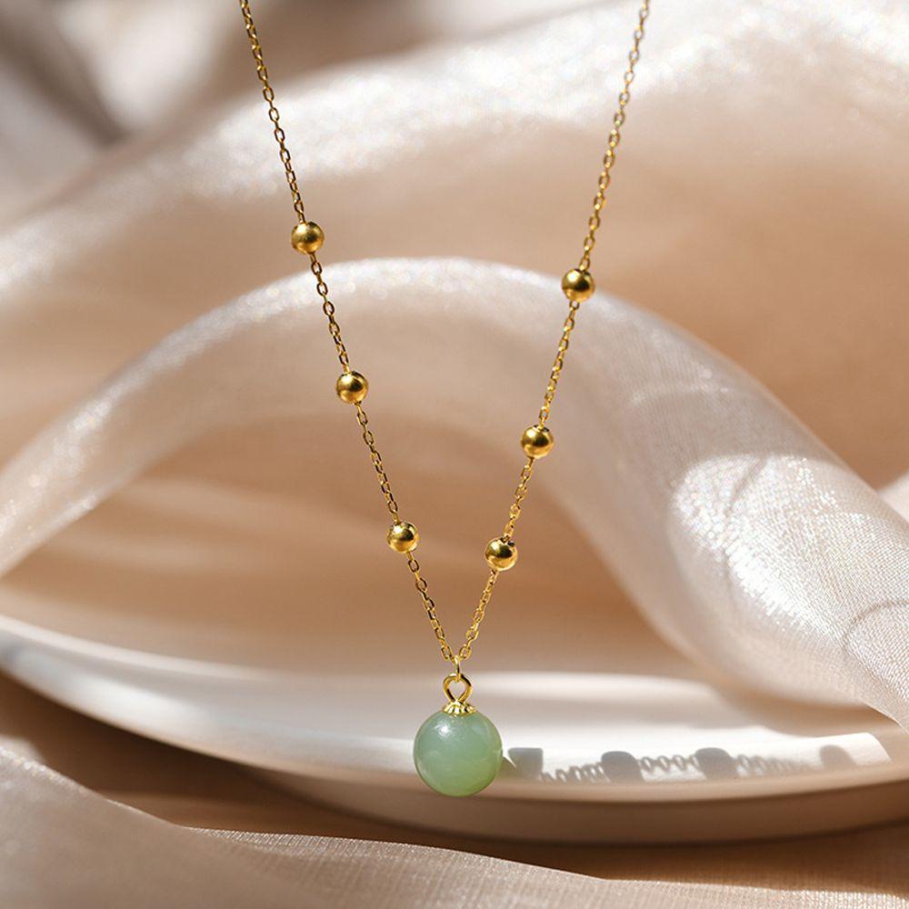 ANEMONE Vòng cổ Thép Titan Đính Hạt Kiểu Trung Hoa Đơn Giản Sang Trọng Cho Nữ