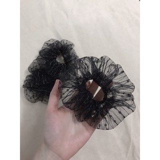 Chun buộc tóc vải, chun cột tóc vải đen trong kim sa