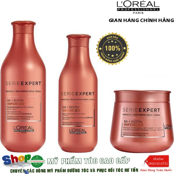 [L'oreal-chính hãng]Combo giúp tóc chắc khỏe và giảm đứt gãy L'oreal B6 + Biotin Inforcer ( size nhỏ ) 300ml/200ml/250ml