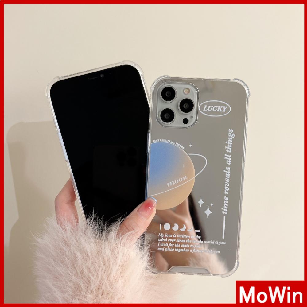 Ốp điện thoại acrylic có gương bảo vệ chống va đập hình hành tinh mặt trăng thích hợp cho iPhone 11 iPhone 13 Pro Max