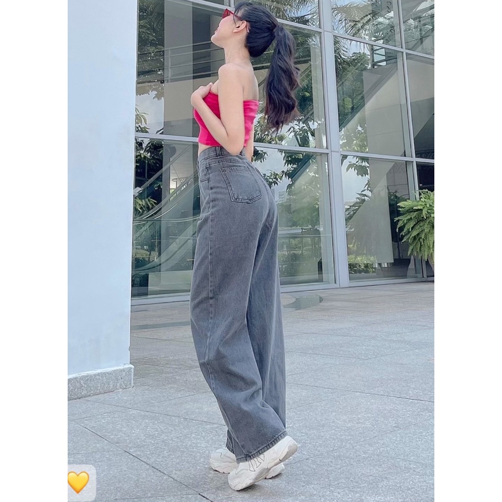 QUẦN JEANS ỐNG RỘNG NỮ LƯNG CAO TÚI NẮP LAI CUỐN MÀU XÁM NHẠT XÁM ĐẬM CAO CẤP NITIQC ĐỈNH CAO PHONG CÁCH