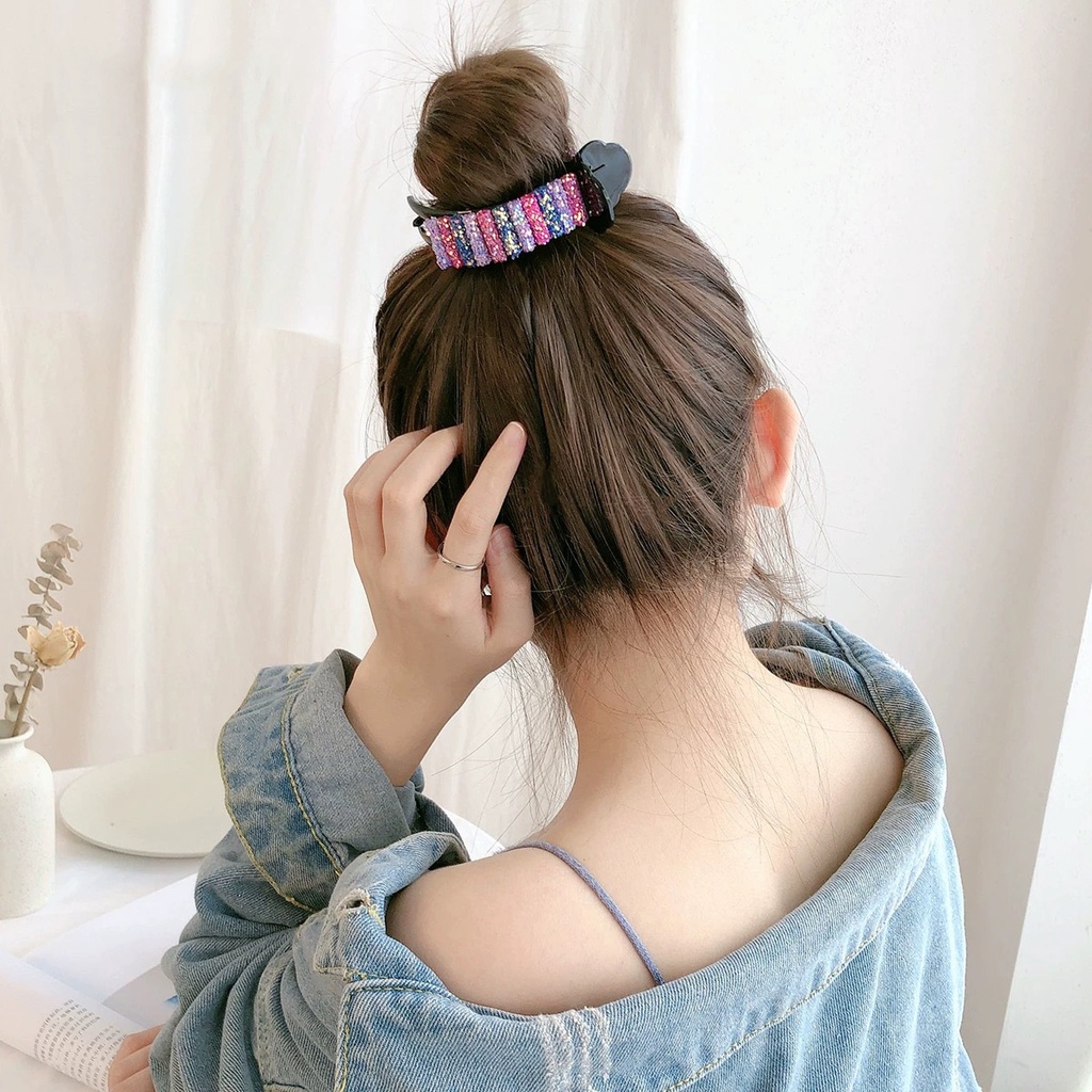 Kẹp tóc đính đá màu cầu vồng phong cách Hàn cho nữ