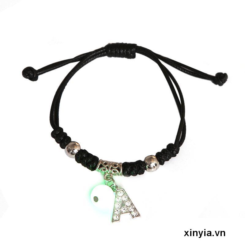 Vòng Tay Dây Bện Mặt 26 Chữ Cái Tiếng Anh Phát Sáng Thời Trang Cho Cặp Đôi