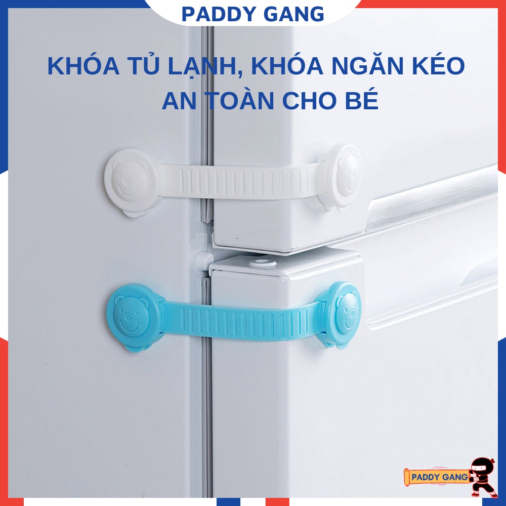 Khóa Tủ Lạnh An Toàn Cho Bé Khóa Ngăn Kéo Trẻ Em Khóa Dây Dán Cài Gắn Cửa Tủ Hình Con Gấu Đa Năng Chống Kẹp Tay