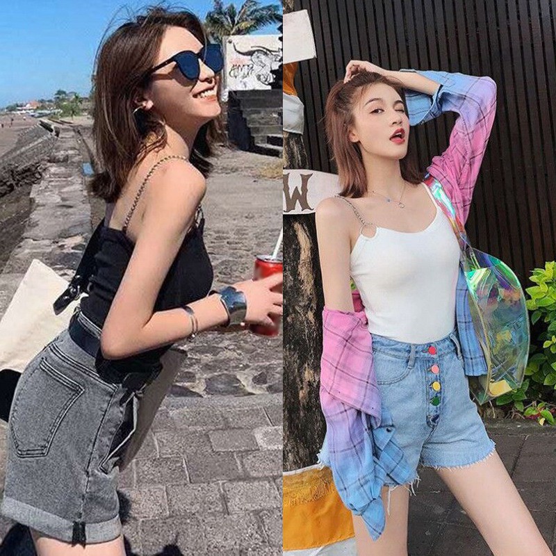 [Mã FASHIONT4WA2 giảm 10K đơn 50K] Áo sát nách hai dây mảnh thiết kế cổ chữ U quyến rũ | BigBuy360 - bigbuy360.vn