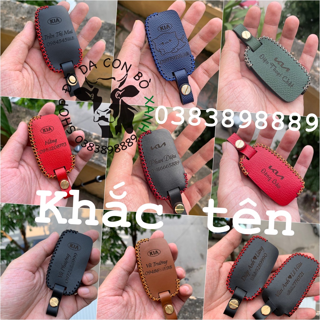 Bao da chìa khóa Kia Morning, Cerato, K3, Rondo, Rio, Soluto, Seltos, Sorento, Sportage 005 handmade da thật