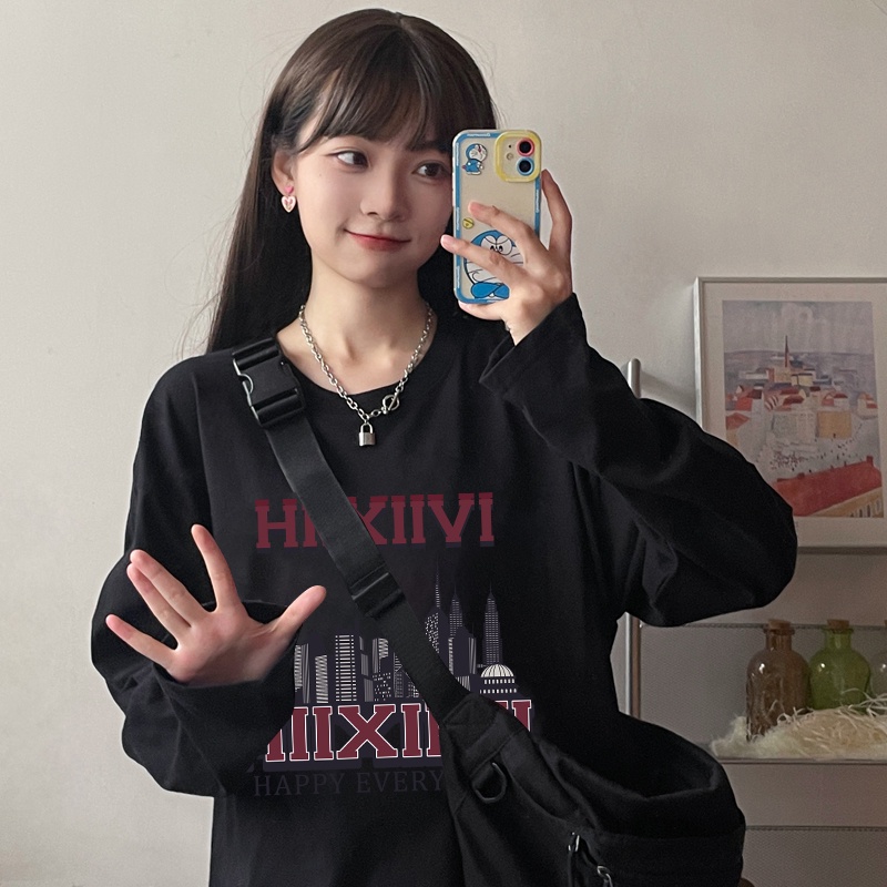 NRVP Áo Thun Nữ Dài Tay Dáng Rộng Phong Cách Hàn Quốc Mới
