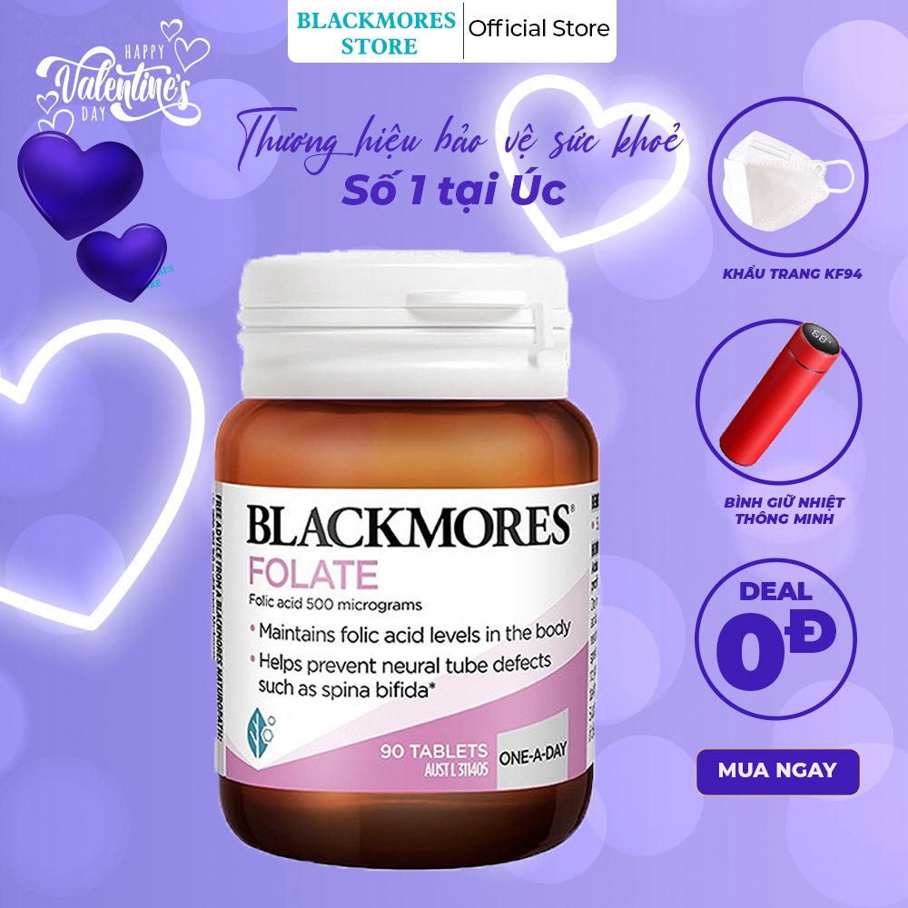 Viên Uống Blackmores Folate 500mcg Cho Bà Bầu, 90 viên