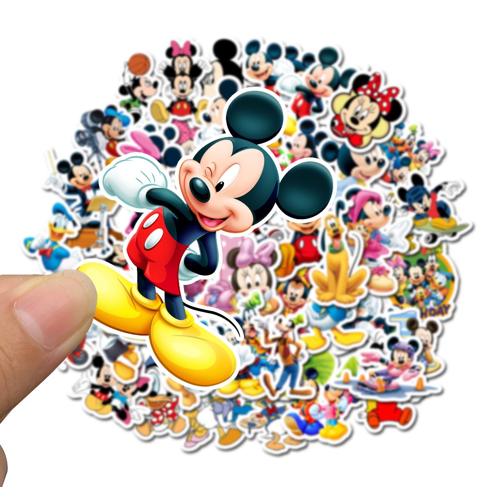 Bộ 50 miếng dán trang trí chống nước hình Mickey &amp; Donald