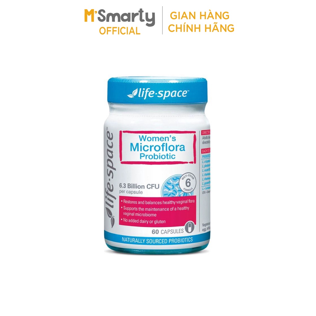 [M'SMARTY] - Men Vi Sinh Phụ Nữ Life Space Women's Microflora Probiotic 60 viên Úc