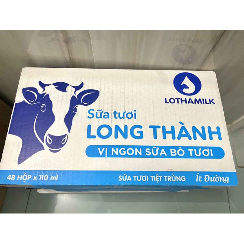 [DATE 10/2021] Sữa tươi Long Thành ít đường Lothamilk thùng 48 hộp x 110ml