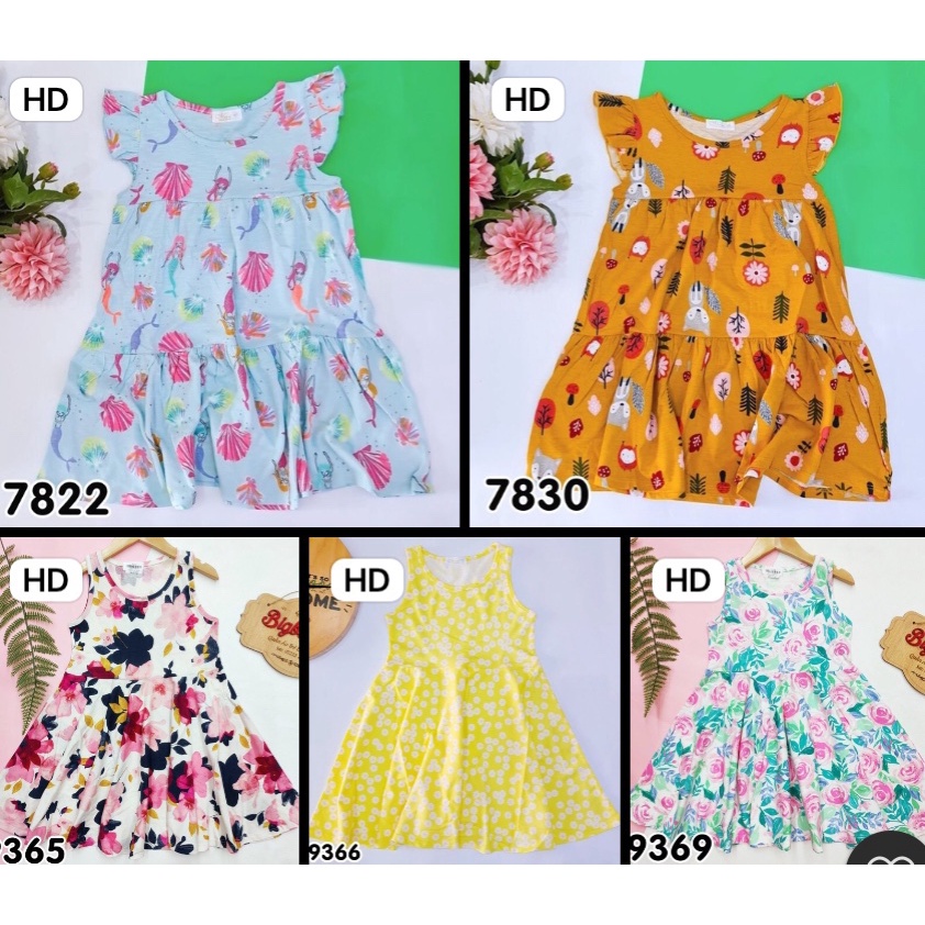 BÉ GÁI 7-8 TUỔI (25-30KG) ĐẦM THUN SÁT NÁCH/TAY NGẮN XUẤT KHẨU RẺ ĐẸP
