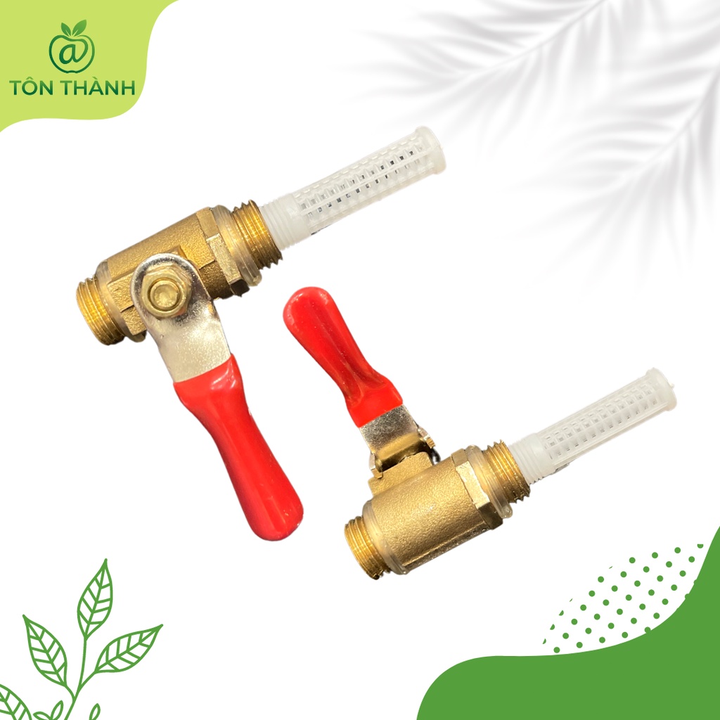 VAN KHÓA HƠI KHÓA NƯỚC VAN BI ĐỒNG 2 ĐẦU RĂNG CÓ KÈM LƯỚI LỌC HÀN QUỐC