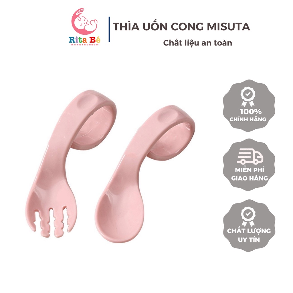 Bộ thìa dĩa uốn cong Misuta cho bé ăn dặm