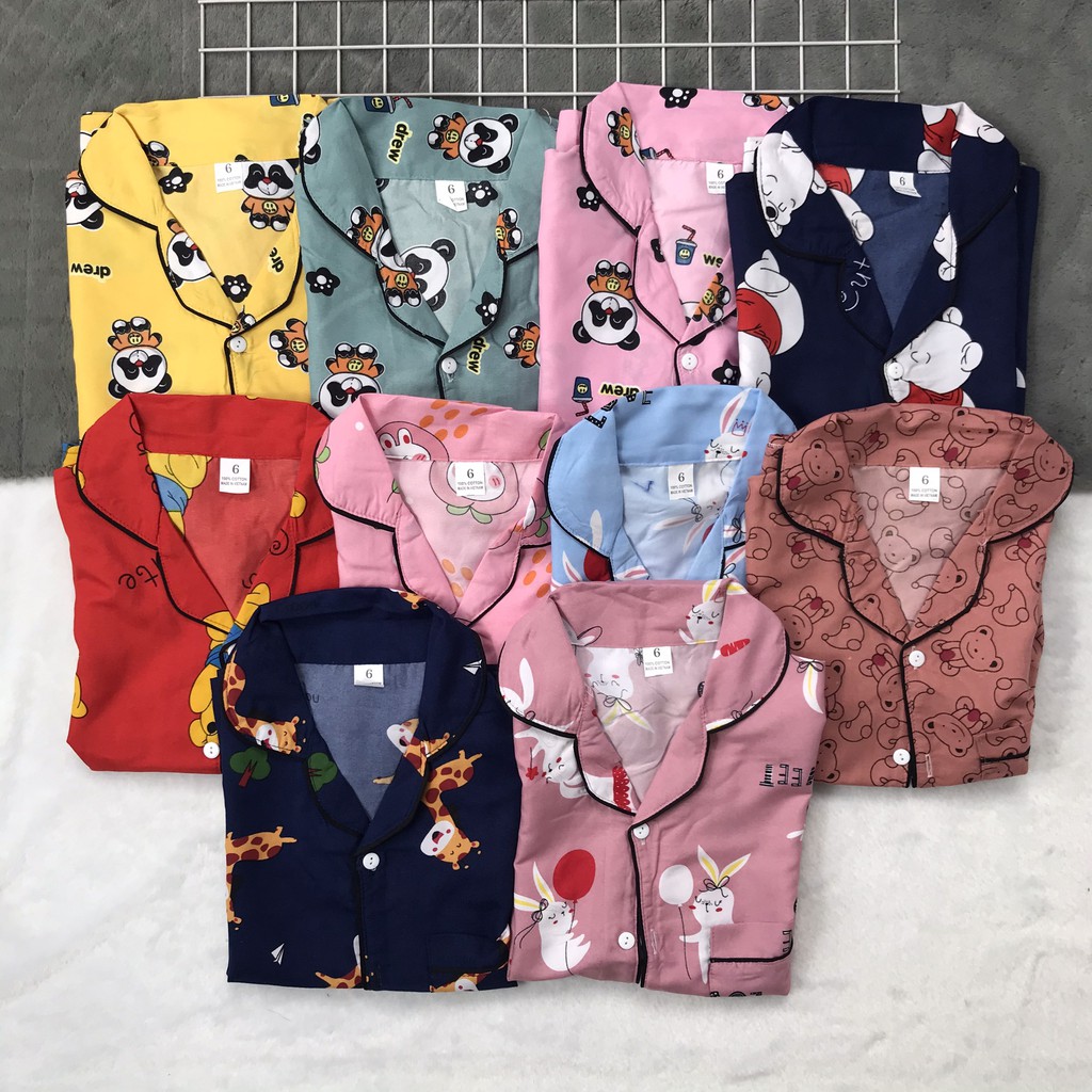 Bộ đồ ngủ pijama kate tay ngắn quần đùi họa tiết xinh xắn cho bé gái (20-38kg)