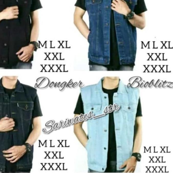 Giảm Giá!!! Áo Khoác Jean Không Tay 1.1 ROMPI XXL XXXL Màu Xanh NAVY / Đen / Xám / Xanh NAVY SIZE Lớn Cho Nam Và Nữ Áo Khoác DENIM Trơn Dày Dặn Cá Tính 22 Cho Nam