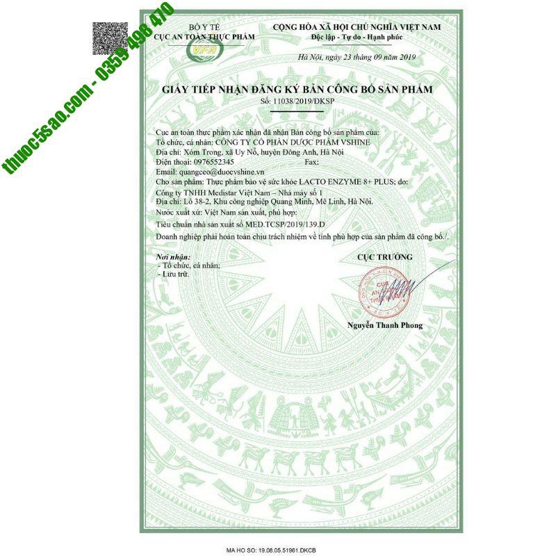 Lacto Enzyme 8+ Plus men vi sinh cho trẻ nhỏ Hộp 30 gói