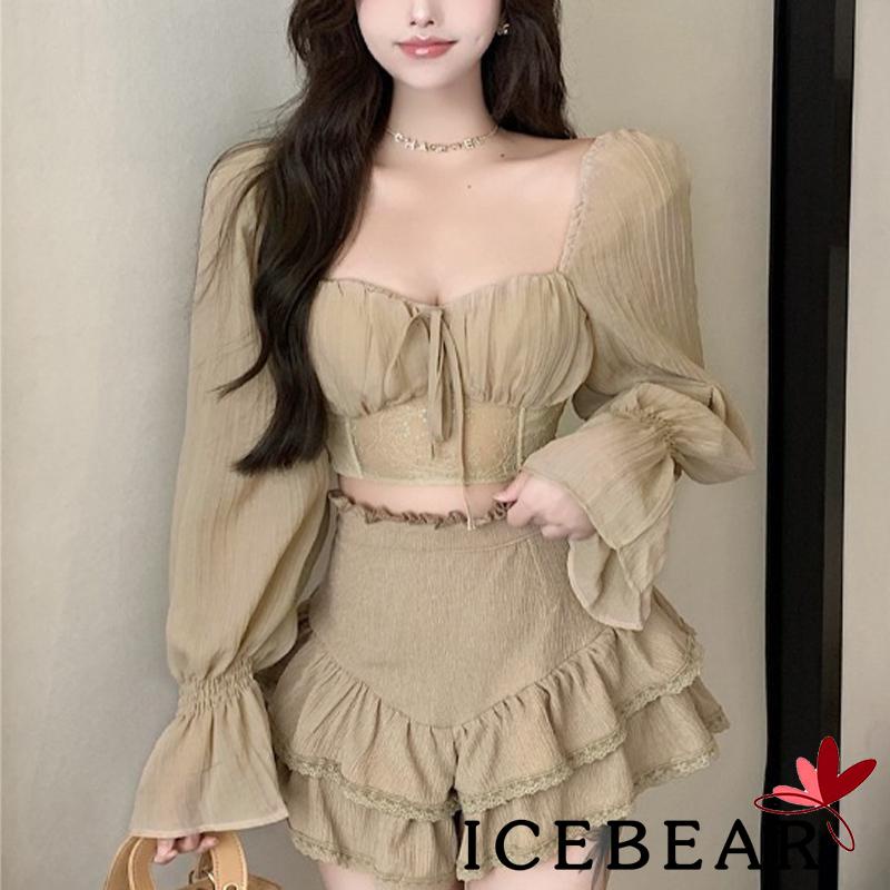 Áo croptop tay dài màu sắc độc đáo cho nữ