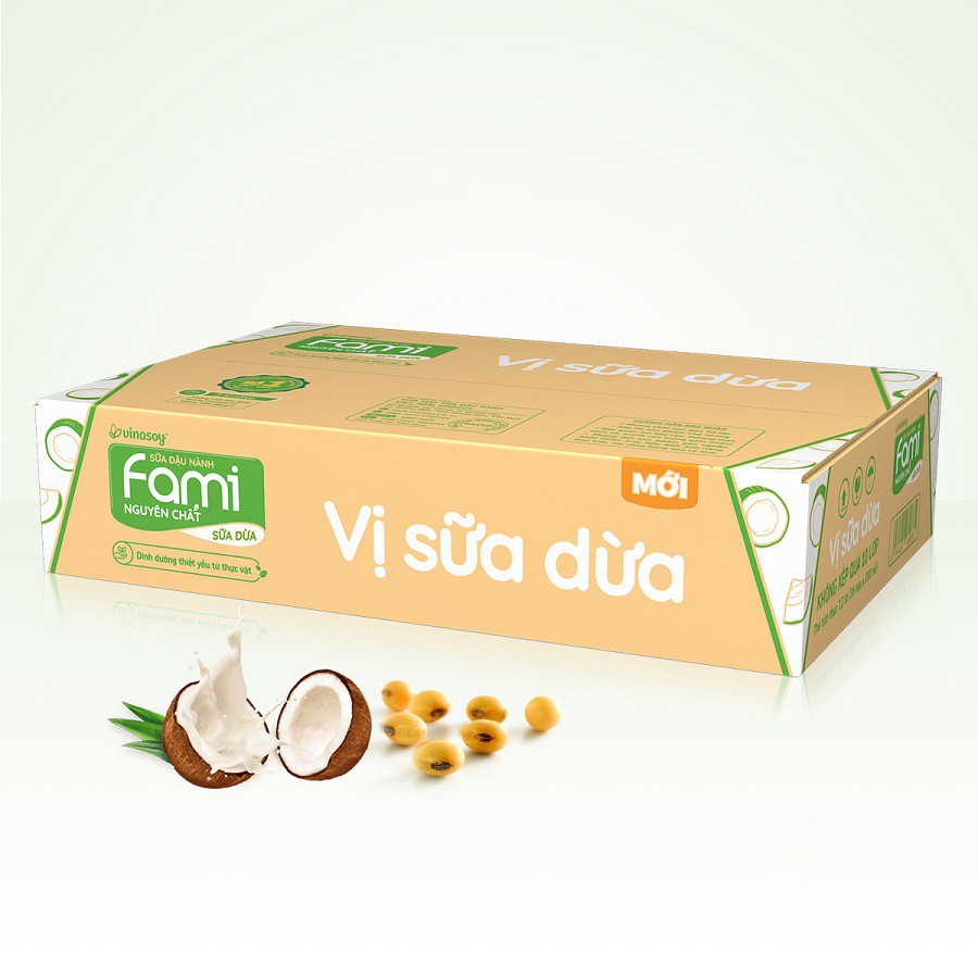 Thùng sữa đậu nành fami nguyên chất vị sữa dừa 36 hộp x 200ml - ảnh sản phẩm 3