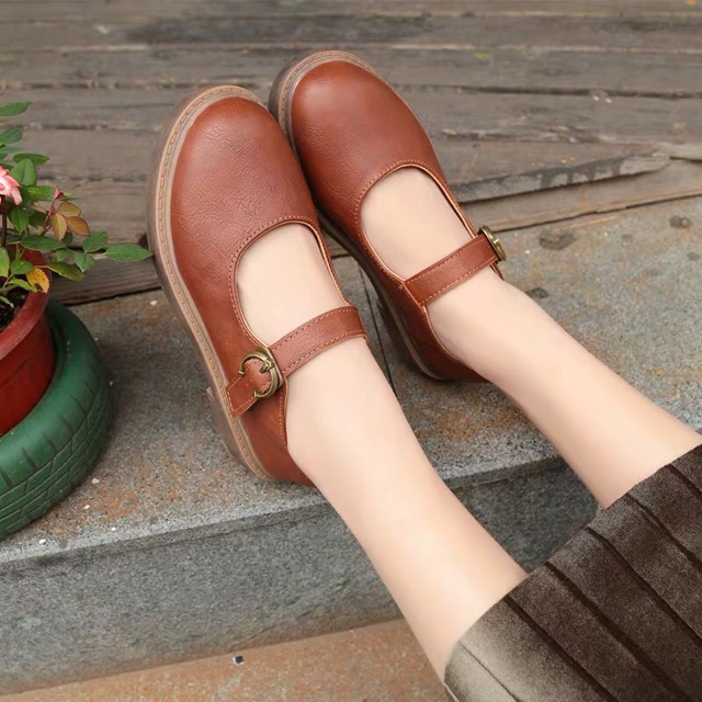 <SẴN 39 NÂU> GIÀY ULZZANG VINTAGE MARY JANE DA MỀM | BigBuy360 - bigbuy360.vn