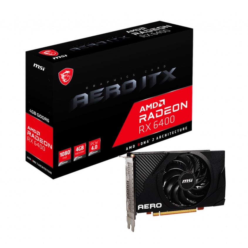 Card màn hình VGA MSI Radeon RX 6400 ERO ITX 4G GDDR6 1 Fan - Chĩnh hãng ( Bảo hành 36T)