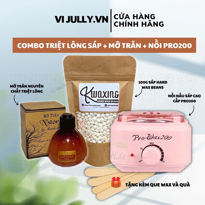 Combo Máy Náu Sáp Wax Nóng Chuyên Dụng Pro200 Giúp Sáp Mau Tan Chảy, An Toàn Tiện Lợi Cho Triệt Lông Tại Nhà Và Spa