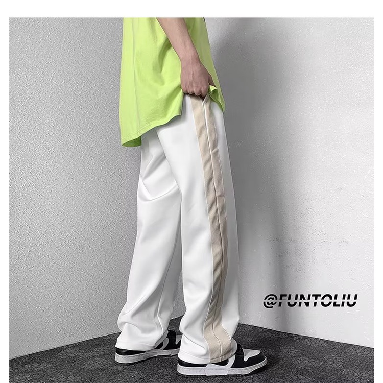 Quần ống rộng Họa Tiết Kẻ Sọc Phong Cách Nhật Bản Thời Trang Cho Nam size M-3XL