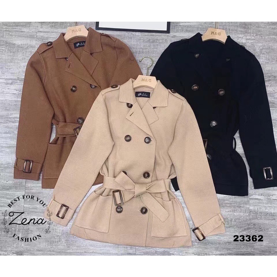 23362	KH23362-KHoác len 2 hàng cúc đai tay 2 túi + đai 9910 XD | BigBuy360 - bigbuy360.vn