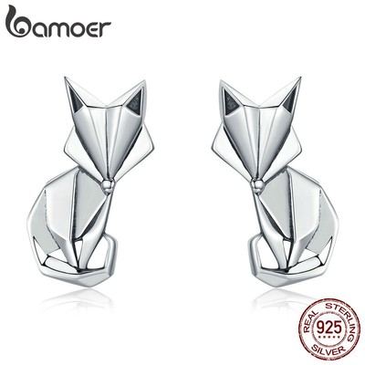 Bamoer bamoer®Origami Bông Tai bạc 925 Hình Cáo Thời Trang Dành Cho Nữ