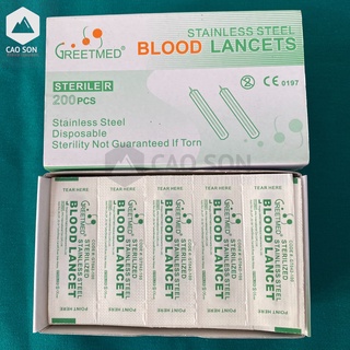 Hộp kim lấy mụn Greetmed (Lancet) ( Hộp 200 cây đã tiệt trùng )