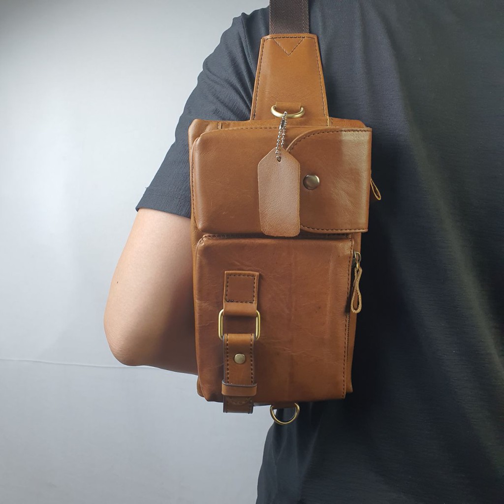 Túi đeo chéo kết hợp đeo hông nam da bò thật TD107VB (Vàng bò) [Freeship] - 100% da bò thật, BH 3 năm | BigBuy360 - bigbuy360.vn