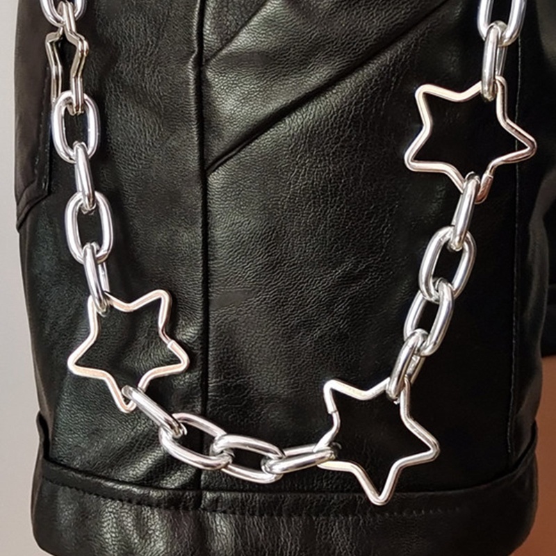 Dây Xích Một Lớp Hình Ngôi Sao Năm Cánh Đeo Thắt Lưng Phong Cách Hiphop Đường Phố Cho Nam