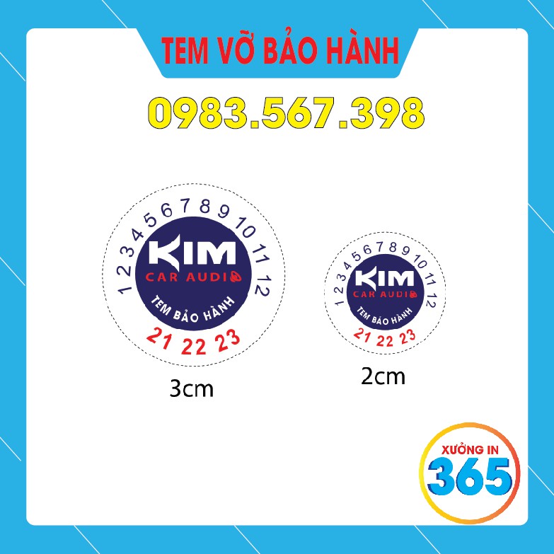 1.000 Tem Vỡ Bảo Hành tròn D2.5cm in màu theo yêu cầu