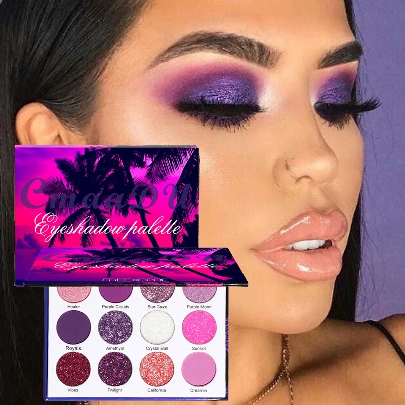 Bảng Phấn Mắt 12 Màu Tông Lì Và Nhũ Kim Tuyến Phong Cách Giáng Sinh