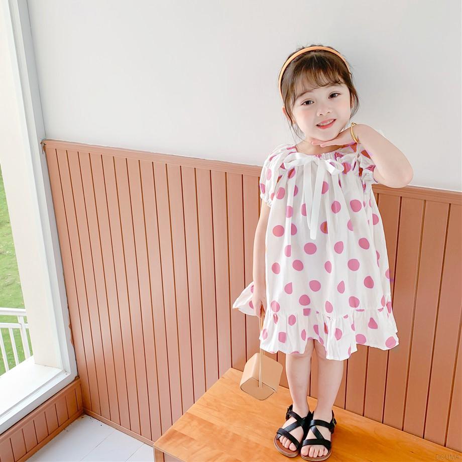 Đầm Công Chúa Họa Tiết Chấm Bi Dễ Thương Cho Bé Gái