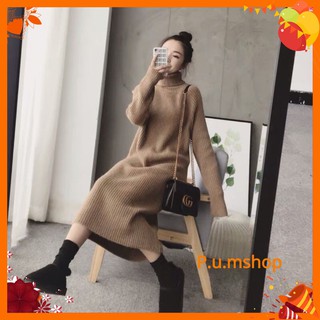 Váy len suông cổ lọ dáng dài GNCM