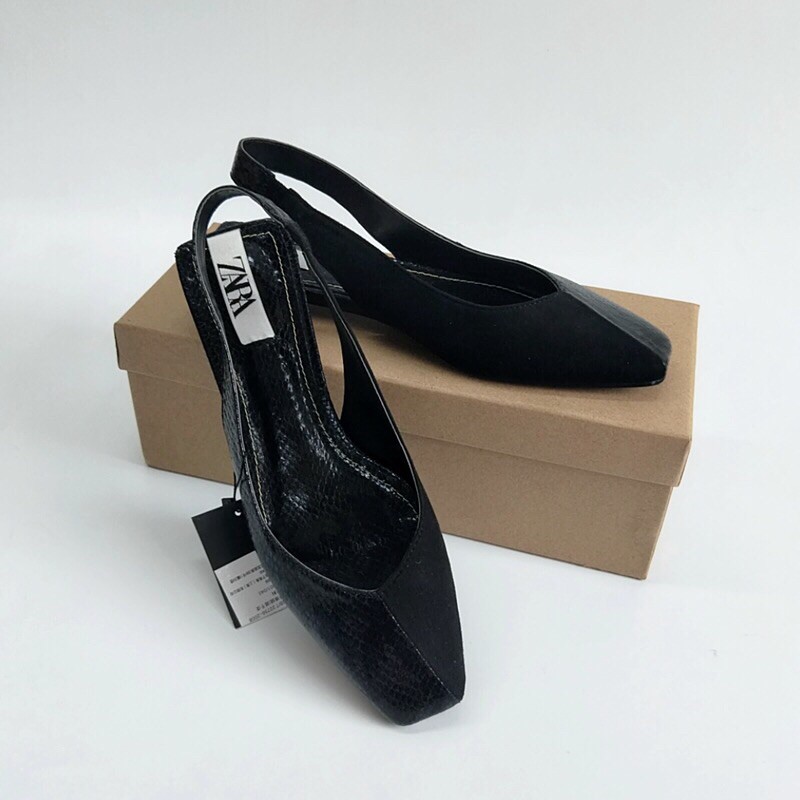 Giày sandal Zara mũi vuông hở gót