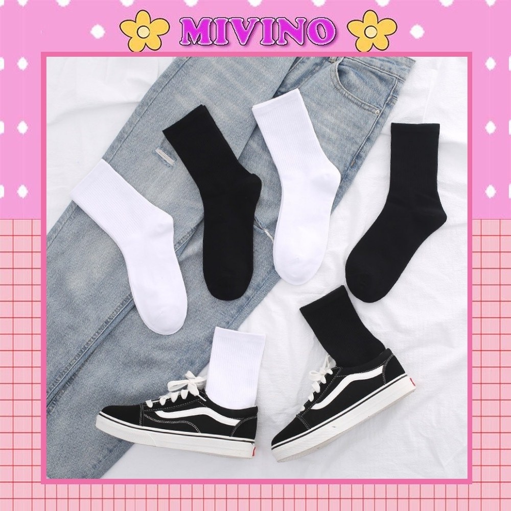 Tất cổ cao Mivino tất nam nữ phong cách đơn giản cá tính TN34