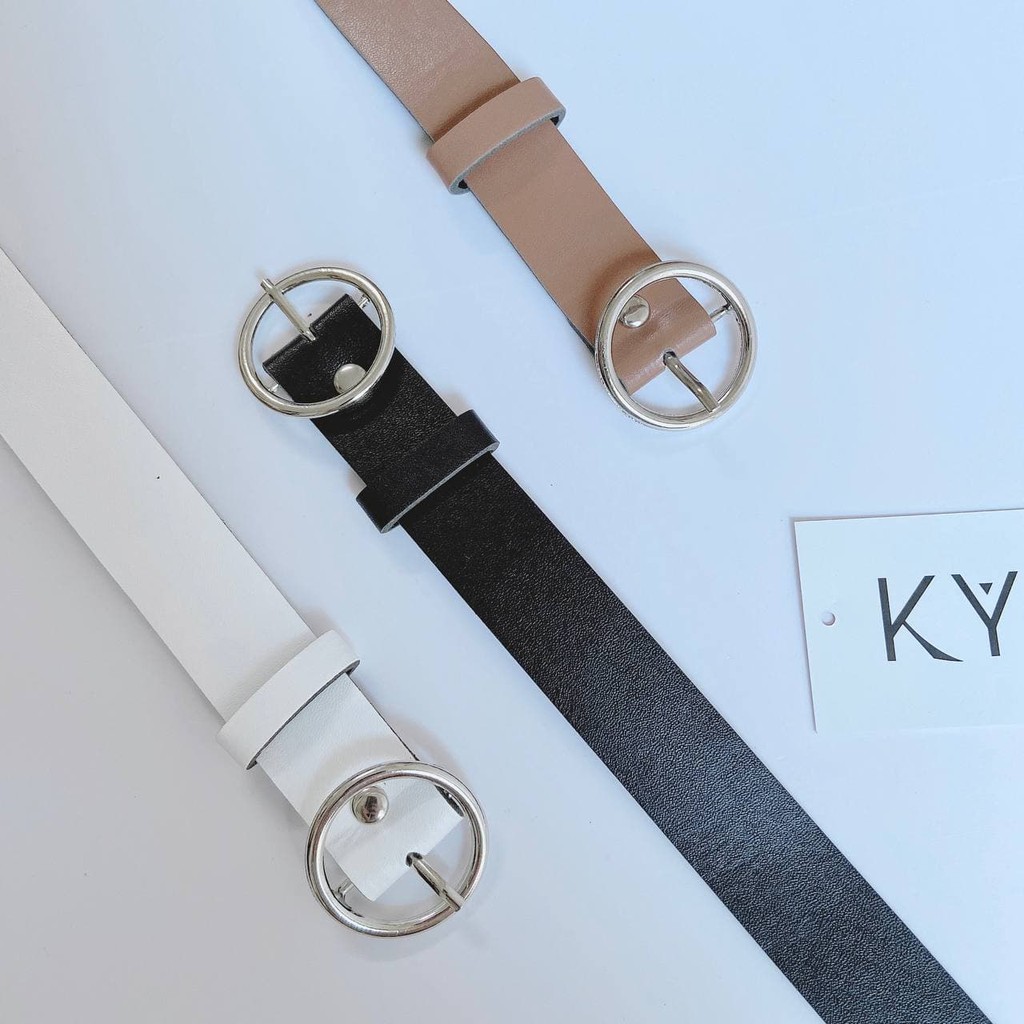 Dây thắt lưng Nữ Nam Unisex MẶT TRÒN - Dây nịt Nam Nữ da mặt vuông Tròn Ulzzang - Kyubi PK22
