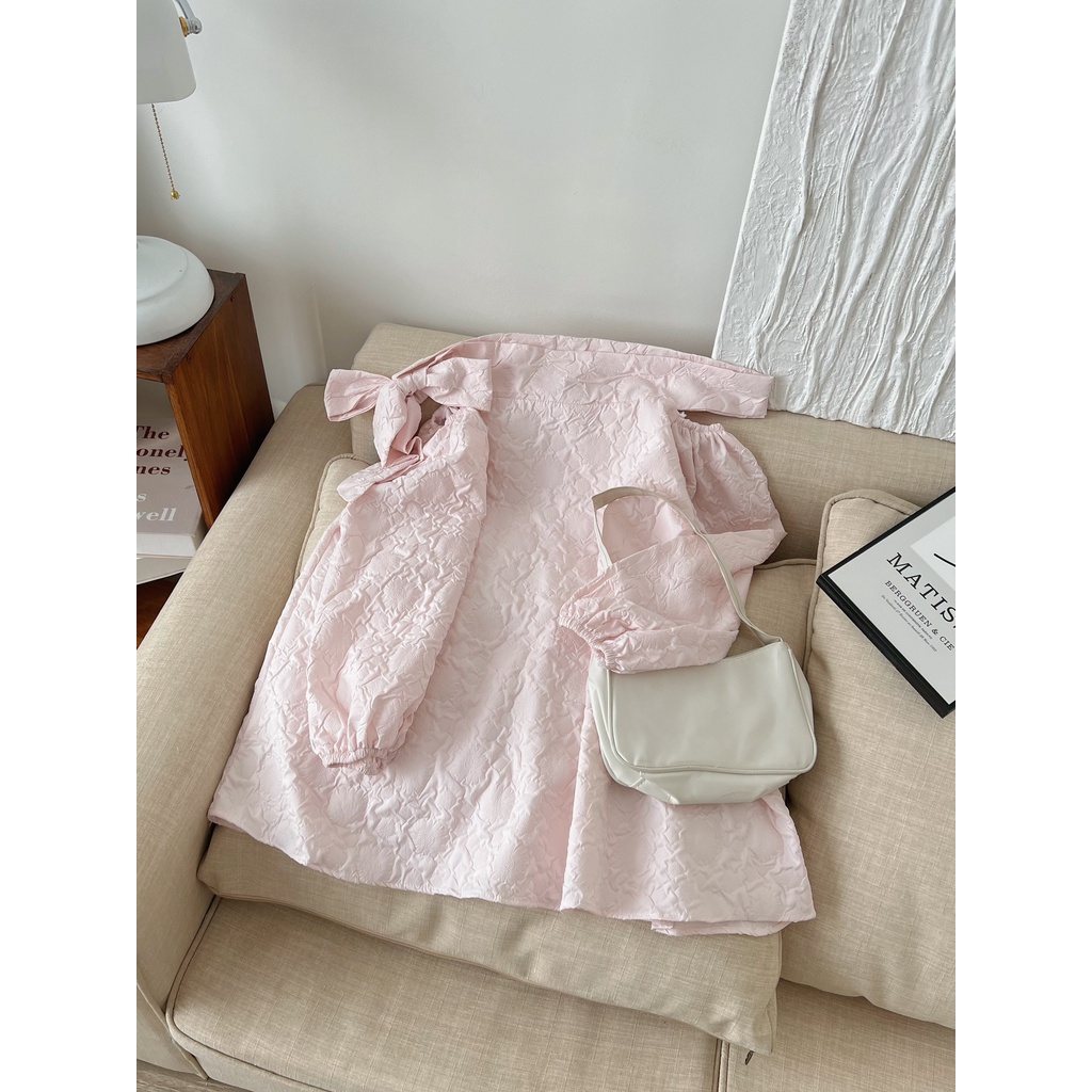 [SẴN/VIDEO] ĐẦM ÁO GẤM TRỄ VAI NƠ BUỘC 3 MÀU SIÊU XINH TOPY DRESS