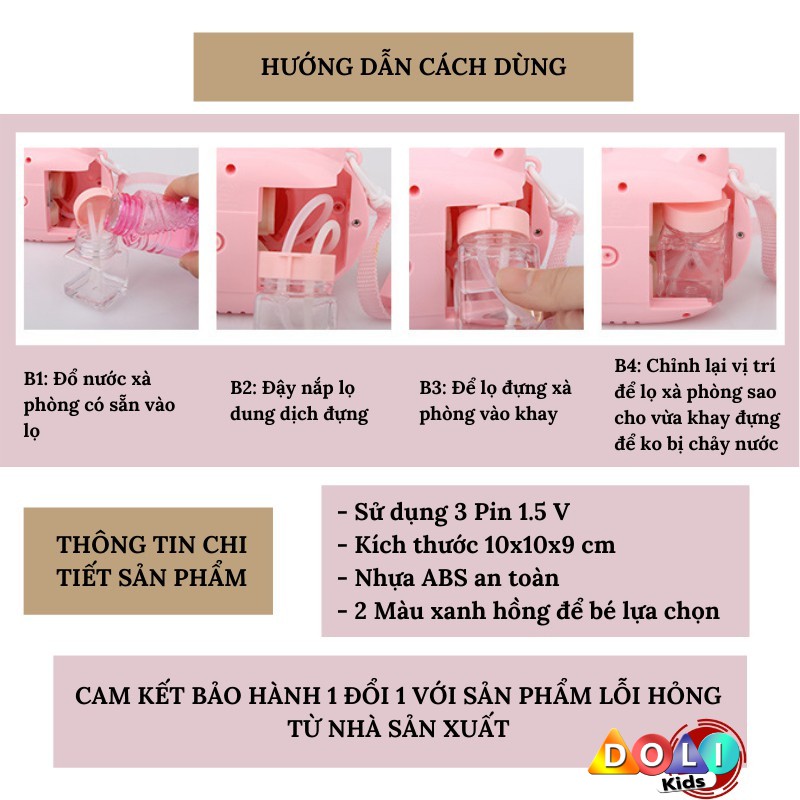Máy chụp ảnh thổi bong bóng xà phòng chú heo phát nhạc Doli Kids