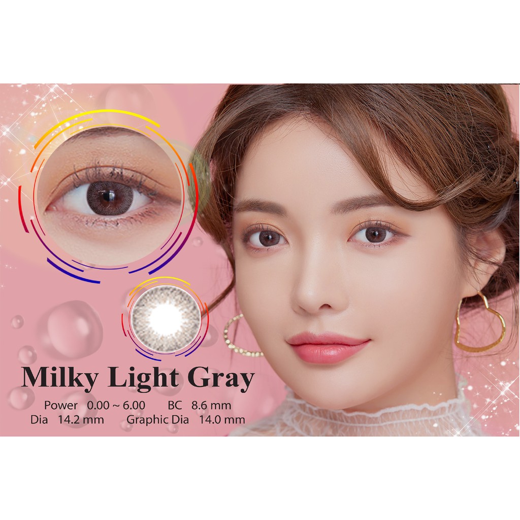Kính áp tròng Milky Light Gray Hàn Quốc có độ ( 0.00 ~ 6.00)