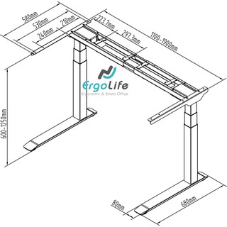 Bàn Nâng Hạ 2 động cơ điện ERGGOLIFE ET223BZ (Flexispot E7BZ) cao cấp - Ergolife