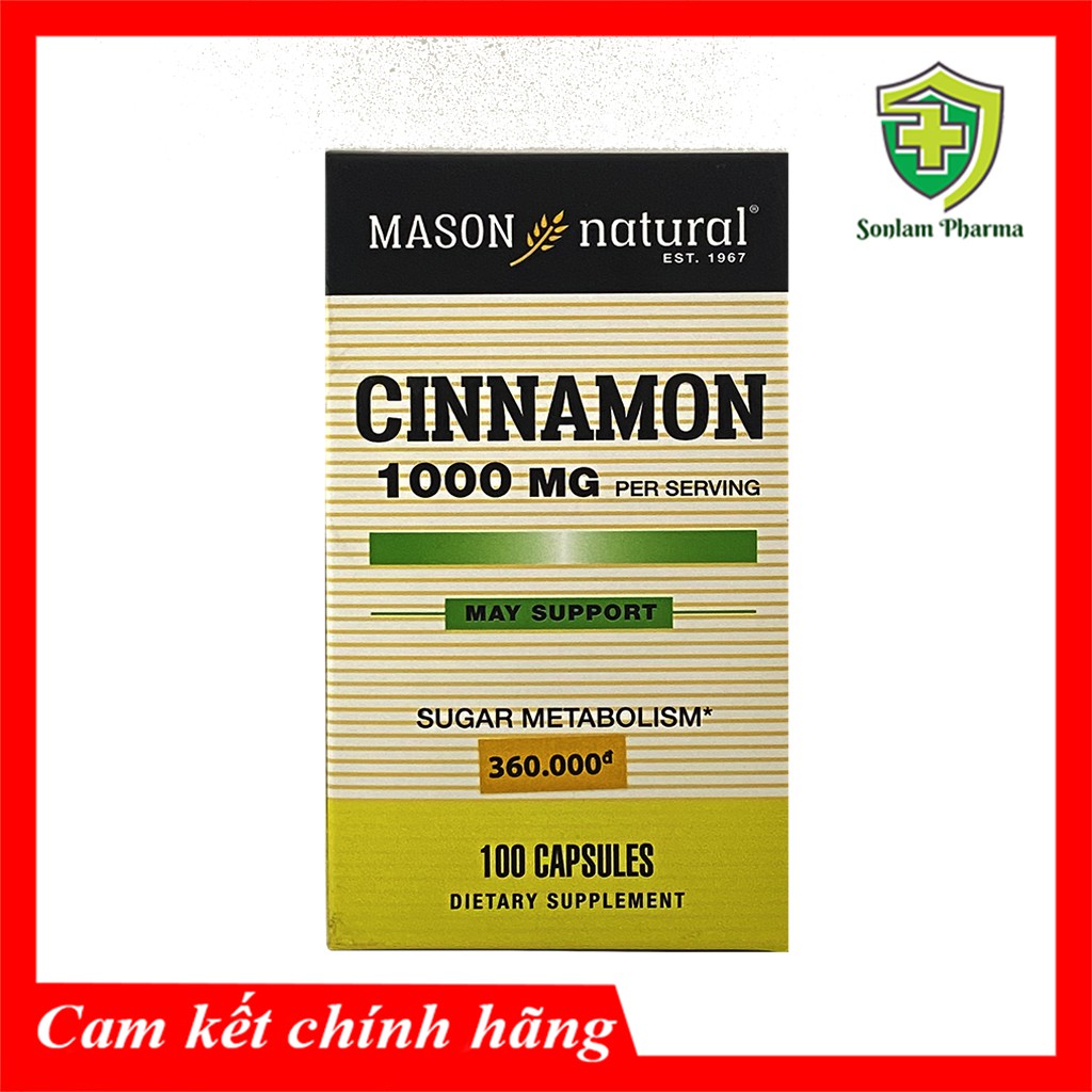 Hỗ trợ sức khỏe Viên uống ngăn ngừa biến chứng tiểu đường, Tăng cường sản sinh Insulin Cinnamon 100mg Lọ 100 Viên