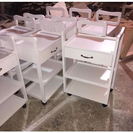 GIẢM GIÁ Xe đẩy gỗ spa 3 tầng - Xe đẩy spa Đủ Màu , Có Ngăn Kéo, Bánh Xe Di Chuyển Linh Hoạt