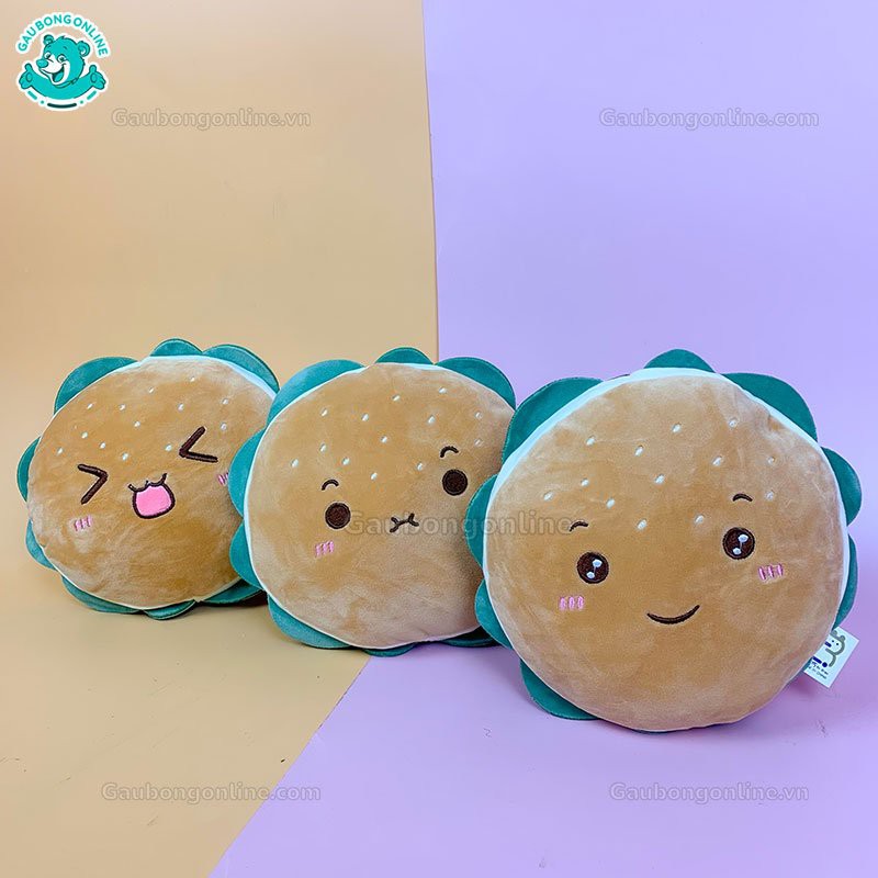 Gấu Bông Bánh Mì Hamburger Chất Liệu Bông Mềm Mịn Co Dãn 4 Chiều Cao Cấp